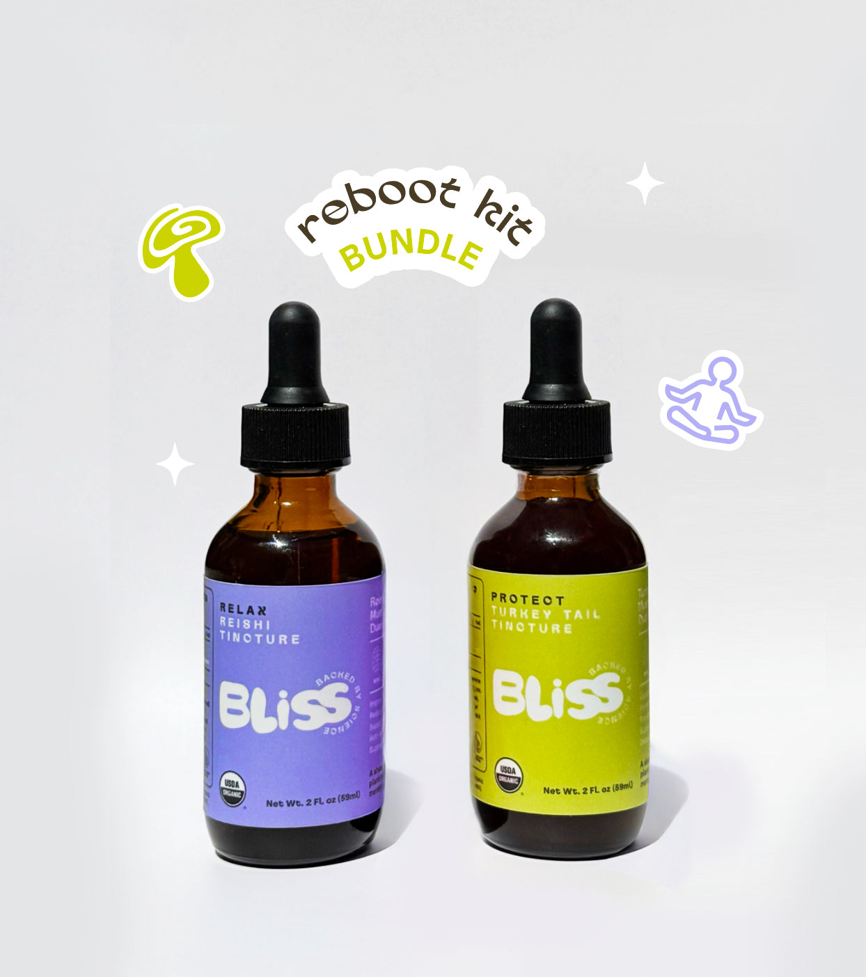 Bliss Labs Bundle Relax Reishi and Protect Turkey Tail Tinctures